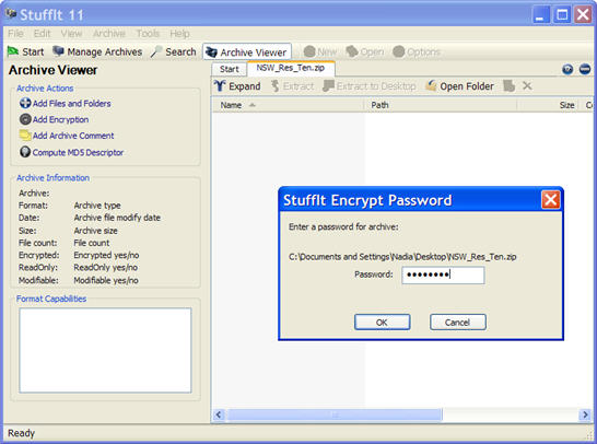 Enter Password when Stuffit opens