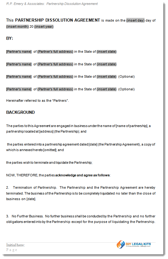 Partnership Dissolution Agreement How To Dissolve A Partnership